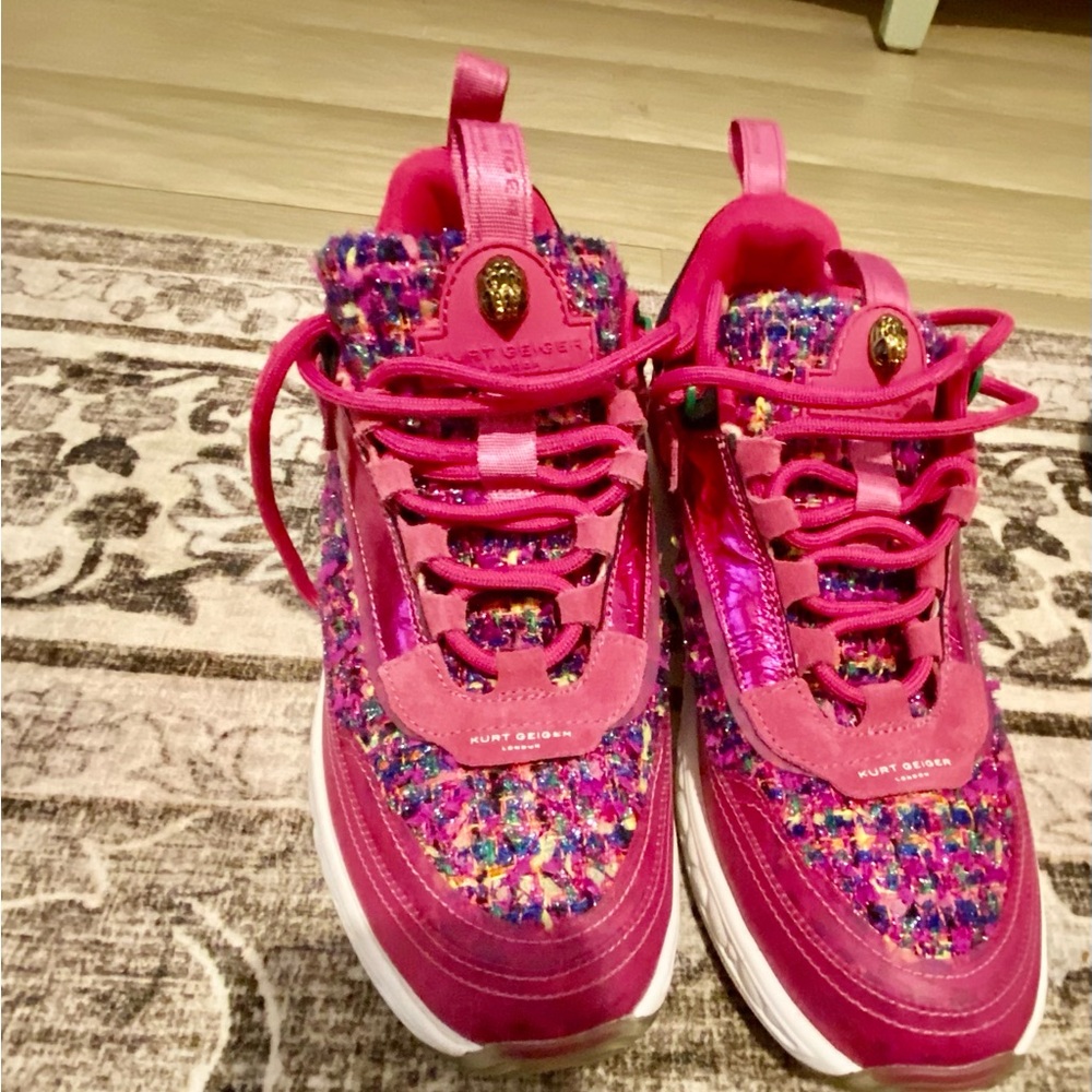 Kurt Geiger Pink and Multicolor Textured Sneakers